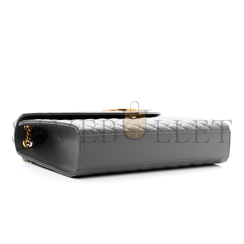 YSL ENVELOPE LARGE IN QUILTED GRAIN DE POUDRE EMBOSSED LEATHER 600166BOW971112 (31*22*7.5cm)